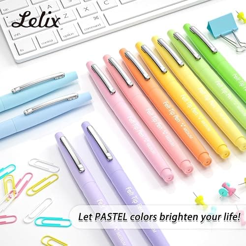 Lelix 30 Colors Felt Tip Pens, Medium Point Pastel Colored Pens, Felt Tip Markers Pens For Journaling, Writing, Note Taking, Planner Coloring, Perfect for Art Office and School Supplies thumbnail 7