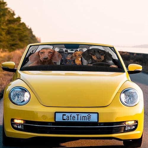 CafeTime Dog Car Windshield Sunshade A Cute Border Collie Dog in The Sunflowers Decor Vehicle Front Windshield Sun Shade Visor UV Ray Reflector Sun Protector, Keep Vehicle Cool, 55" x 30" thumbnail 6