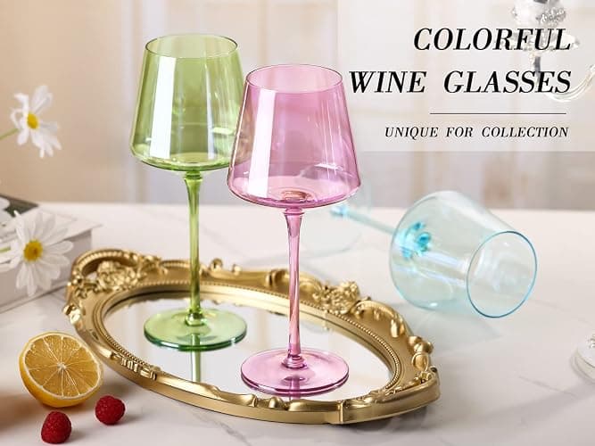Physkoa Colored Wine Glasses Set of 6-16oz Hand Blown Crystal Colorful Wine Glasses with Long Stem, Multicolor Wine Glass for Wine Lovers, Mother's Day, Wedding, Birthday Gifts for Women thumbnail 8