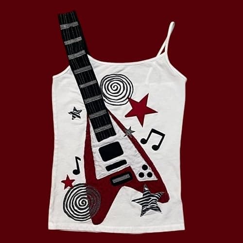 Punk Goth Guitar Graphic Spaghetti Strap Tops Cute Y2K Summer Sleeveless Shirts Fairy Grunge Tank Crop Tees Clothes thumbnail 4