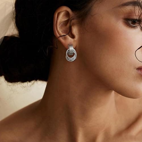 SHERLOVE Trendy Gold Plated Knot Earrings for Women Chunky Statement Drop Dangle Earrings Lightweight Hypoallergenic Fashion Accessories Gold Jewelry Gifts for Womens thumbnail 4