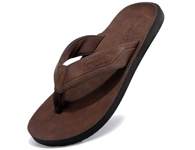 AX BOXING Mens Flip Flops Leather Thong Sandals Casual Comfort Slides Slippers - Image 1