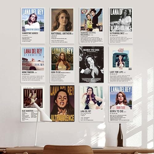 Lidy 12 PCS Lana Poster Music Album Cover Posters Set Merch Wall Art Decor Unframed Canvas Poster Gifts 8x12inch (20x30cm) thumbnail 7