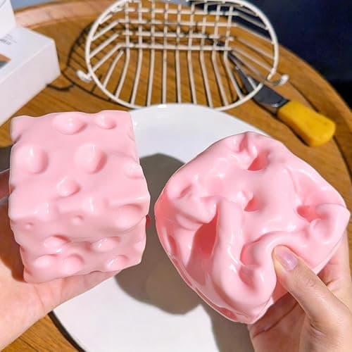 Pink Cheese Squishy - Squeeze Luck Cheese Squishy Skin Soft , Soft Novelty Slow Rising Sensory Cheese Stress & Relief Fidget Toys (Pink-1pcs, M-2.36inch) thumbnail 5