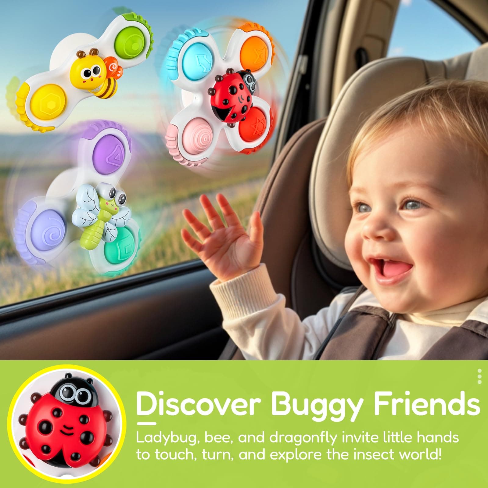 ALASOU Pop Suction Cup Spinner Toys for 1 Year Old Boy Girl Gifts thumbnail 6
