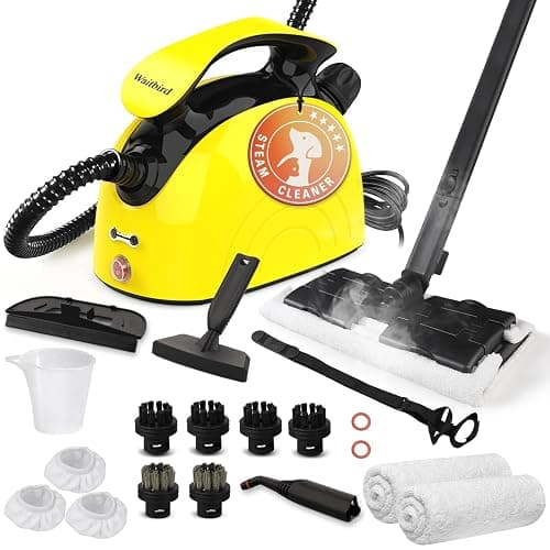 Steam Cleaner Handheld, Steamer Cleaning, Portable Steam Cleaner with 21 Accessories and Safety Lock, 500ml Large Capacity, Multi-Purpose Steam Cleaner for Kitchen, Bathroom, Car, Grease(Yellow) - Image 1