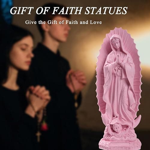 Virgen de Guadalupe Statues - Our Lady of Guadalupe Virgin Mary Statue, Pink Religious Mother Mary Statue, Catholic Virgencita de Guadalupe, Vrgin Mary Jesus Figurines for Home Decor Gifts, 12 Inch thumbnail 7