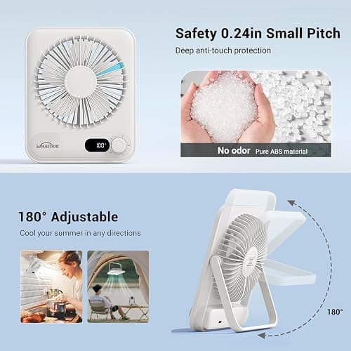 WHATOOK Small Desk Fan Personal Fans: 2000mah 10 Hours Battery Office Quiet Mini Desktop Fan Portable Rechargeable Travel Essentials thumbnail 5