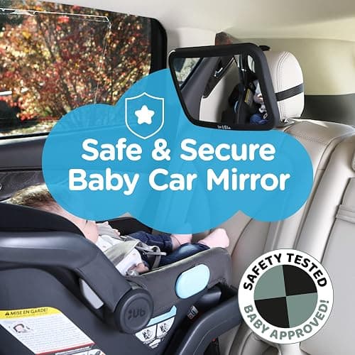Leo and Ella - Baby Car Mirror - 10" Large Mirror w/Ultra Clear Infant View - Crash Tested Shatterproof Design w/ 360° Adjustable Mount, Premium Car Seat Mirror for Baby Rear Facing thumbnail 8