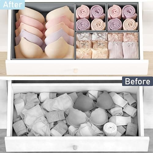 DIMJ Drawer Organizer Clothes - 20 Pack Closet Drawer Organizer Bins for Baby Clothes Storage, Fabric Dresser Organizer for Nursery Bedroom, Foldable Small Drawer Dividers for Underwear Socks thumbnail 5