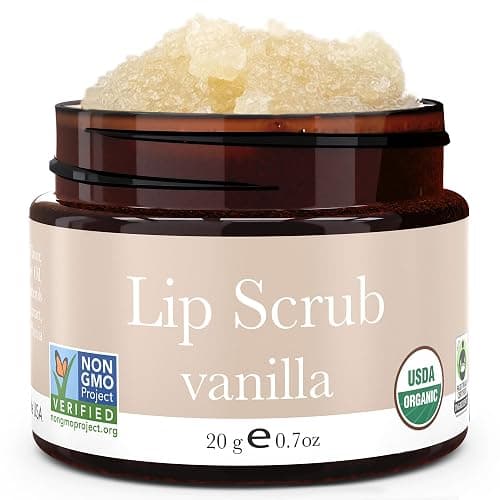 USDA Organic Lip Scrub Vanilla - USA Made with Natural Ingredients, Moisturizing Scrub Exfoliator for Dry Lips, Lip Sugar Scrubber Exfoliator for Smooth Lips, Small Beauty Gifts - Image 1