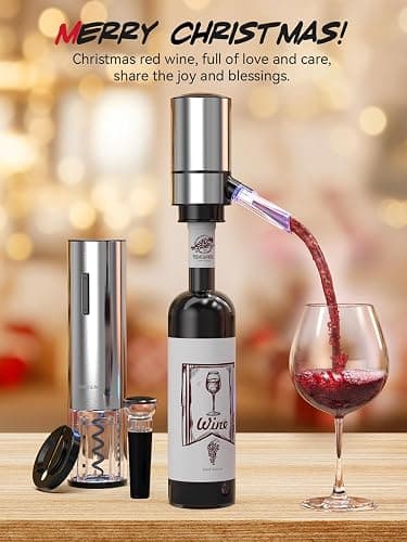 Rechargeable Electric Wine Gift Set - Aerator, Vacuum Stoppers, Foil Cutter and Bottle Opener for Home Bar and Outdoor Parties thumbnail 3
