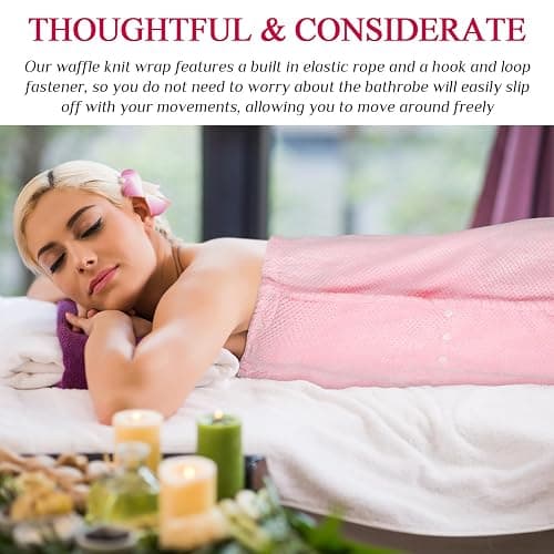 Tigeen 4 Pcs Spa Wrap Towel Wrap for Women Spa Robe with Adjustable Closure Elastic Top Lightweight Wraps for Bath Shower(M,Pink) thumbnail 6