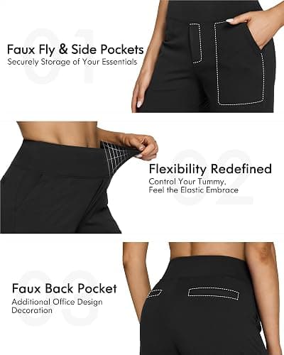 G4Free EverGoing Yoga Pants Women Wide Leg Pants with Pockets High Waist Stretch Dress Casual Sweatpants Petite/Regular/Tall thumbnail 5