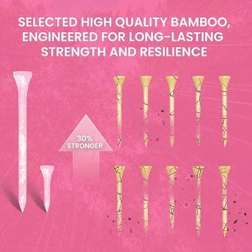 Amy Sport Golf Tees Wooden Stylish Painted 50 Pack | 40 Bamboo Tee 2 3/4 or 3 1/4 Inch with 10 Short 1 1/2 Inch Driving Range Tee, Low Friction Contact, Bright Color Easy to Find thumbnail 5