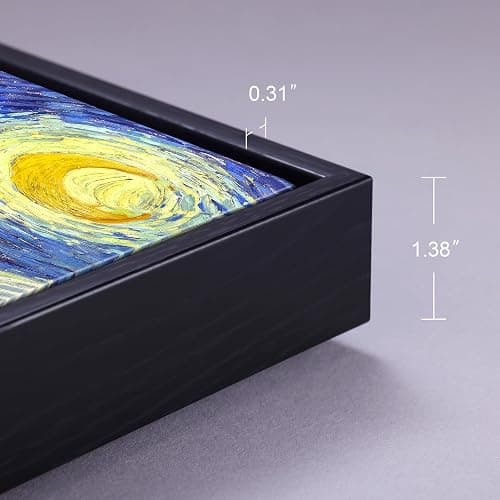 Wieco Art Framed Art Canvas Prints of Starry Night by Vincent Van Gogh Paintings Reproduction Post-Impressionism Artwork Framed Wall Art for Living Room Home Decorations Black thumbnail 5