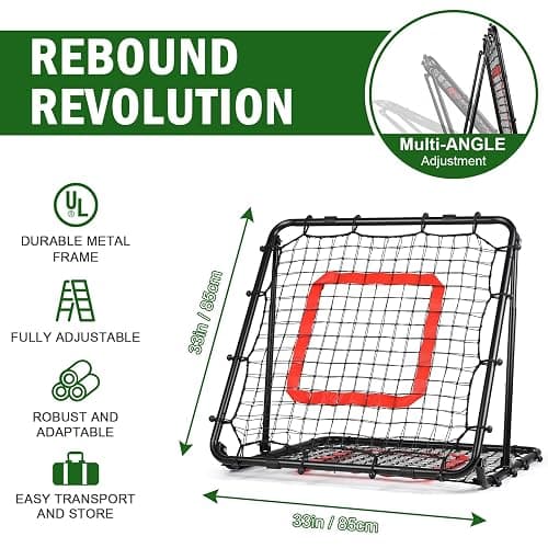 BaseGoal Baseball and Softball Rebounder Net,Baseball Rebounder,Volleyball Rebounder,Pitch Back Net,Multi-Sport Training Rebound Screen,with Pitching Target,Easy Adjustable Angles thumbnail 7