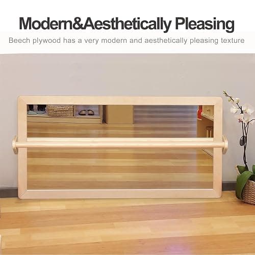 KRAND 3-Position Montessori Wood Frame Non-Shatter Safety Pull Up Bar Baby Big Mirror Set, Infant Coordination Mirror, Kids Classroom Furniture for Daycare, Homeschool or Preschool thumbnail 6