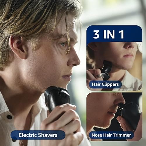 rategist Cordless Electric Razor for Men: 3-in-1 Shaver for Beard/Nose/Sideburns - IPX7 Waterproof Travel Kit - Turbo Speed & Precision Blades thumbnail 3