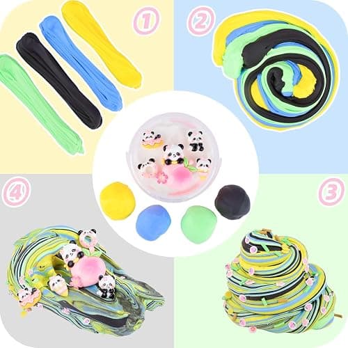Pink Peach Butter Slime Kit, with Fun Panda Slime Add Ins, Soft Non-Sticky, Scented Slime Kit for Kids, Birthday Gifts for Boys & Girls, Classroom Rewards, DIY Stress Relief Toy (300 ml) thumbnail 6