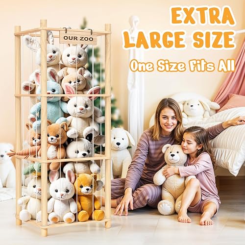 Woodure Stuffed Animal Storage & Organizer, Wooden Cute Zoo Toy Holder for Toddler Rooms, Playrooms & Bedrooms thumbnail 5