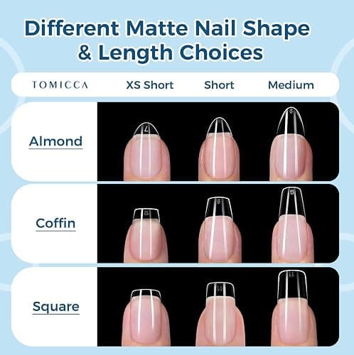 TOMICCA Short Almond Nail Tips, 510pcs 15 Sizes Pre-Shaped Soft Acrylic Gel Nail Tips Almond Shape Clear Press on Nails Extensions False Nails for Nail Manicure Salon Beginner Home DIY thumbnail 7