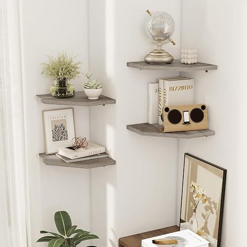 Realgulf Corner Shelves 4-Pack for Bathroom & Kitchen, Space-Saving Floating Corner Wall Shelf with Easy Installation- Grey thumbnail 6