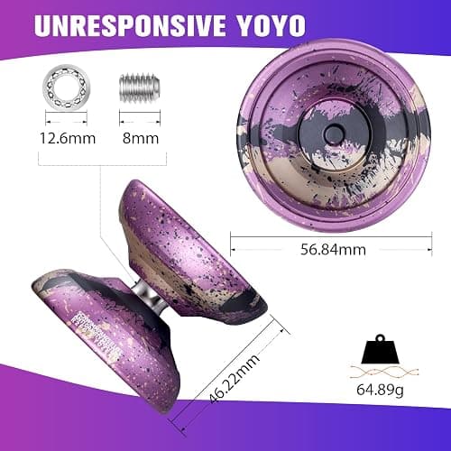 TK2 Metal Yoyo Professional for Kids 8-12 and Adults - Unresponsive Yoyo for Beginners Advance and Pro Plays, Extra 10 Strings, and Precision Bearing (Purple) thumbnail 4