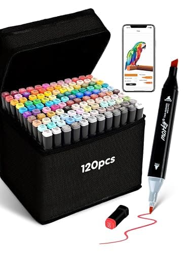 AEDAGA 120 Colours Alcohol Markers with Free App Dual Tip Alcohol Pens | Chisel and Fine Tip | Non-Toxic | Fast-Drying| Blendable | Colouring Pens for Adults, Anime, Manga,Drawing, Sketching - Image 1