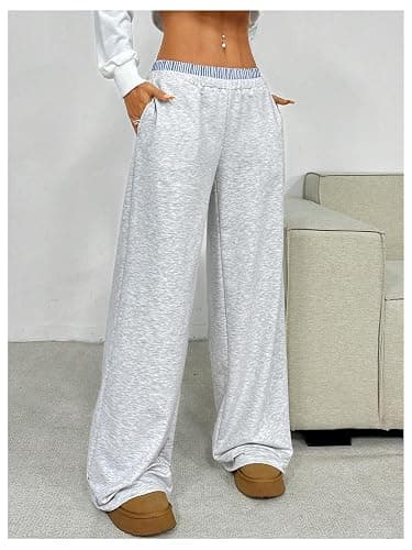 SOLY HUX Girl's Baggy Sweatpants Elastic Low Rise Wide Leg Track Pants with Pockets thumbnail 4