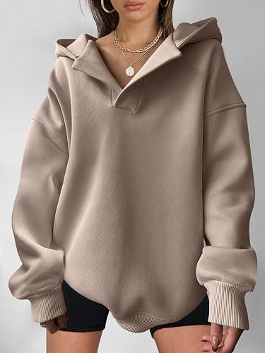 ANRABESS Womens Oversized Hoodies V Neck Sweatshirts Fleece Long Sleeve Pullover Y2K Clothes 2025 Fall Trendy Outfits thumbnail 3