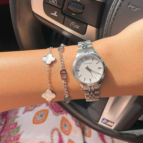 DIAMOND MODE Kleeblatt Armband Damen Gold – Schmuck 18K vergoldet, Clover Perlmutt, Chirurgenstahl 316L, wasserfest, verstellbar 16–20 cm – Geschenk thumbnail 3