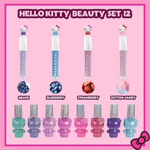 Townley Girl Hello Kitty Nail Polish and Lip Gloss Kids Makeup Set for Girls, Birthday Gift Parties, Sleepovers & Makeovers for Age 3 thumbnail 2
