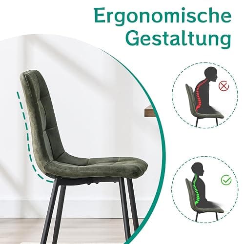 LEWE Esszimmerstühle 6er Set,Technologietuch Gepolsterter Stuhl mit Hohe Rückenlehne, Metallfuß, Küchenstühle, Esstisch Stühle für Esszimmer,Küche & Wohnzimmer thumbnail 5