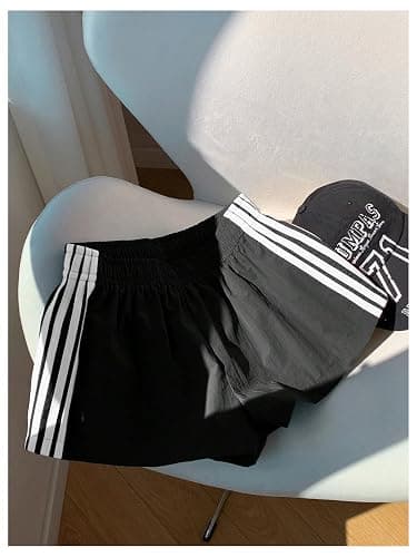 MakeMeChic Women's Y2k Striped Sweat Shorts Wide Leg Lounge Shorts Track Basketball Shorts thumbnail 4