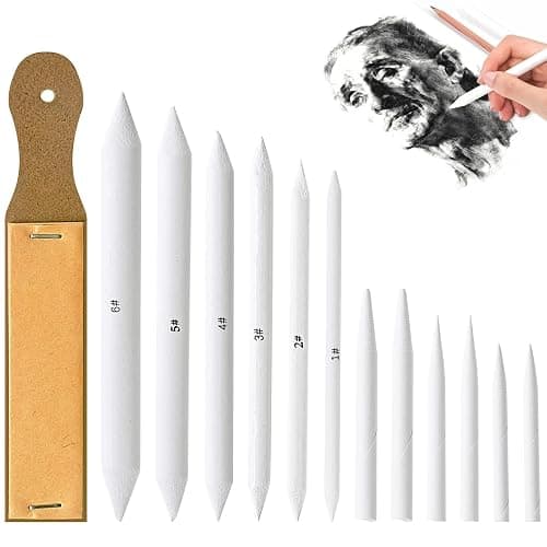 13 Pcs Blending Stumps For Drawing,Tortillions Set With Sandpaper Board,Professional Art Blenders & Sketch Drawing Tools For Shading,Blending Pencil Art Supplies Kit For Beginner,Students, Adults,Charcoal Pencil Drawing - Image 1