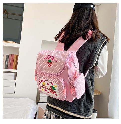 Kawaii Strawberry Backpack Pink Cute Mini Aesthetic Backpack Japanese Anime Cutecore Small Bookbag thumbnail 4