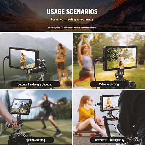 NEEWER F700 7" Moniteur de Terrain pour Caméra,écran Tactile IPS HD 2000nit 1920x1080 avec 3D LUT,Boucle d'Entrée/Sortie HDMI 4K avec Peak Focus DSLR Video Assist HDR Waveform,Batterie 5200mAh & Câble thumbnail 8