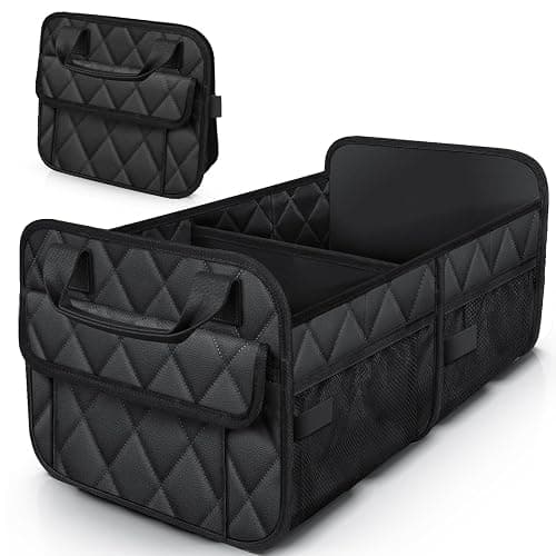 HOTOR Trunk Organizer for SUV – Foldable Car Organizers and Storage | 2 Compartments, Large Capacity Car Trunk Organizer Car Accessories for Truck Sedan, Black, 23.6" x 14.2" x 11.8" - Image 1