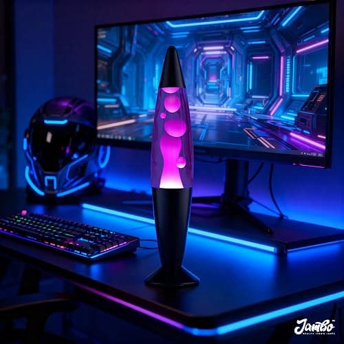JAMBO 16" Beautiful Lamp- Purple with White/Pink Wax, Relaxing Liquid Lamp for Living Room Office Bedroom Adults Teens Kids, Magma Light, Night Light Nightlight, Home Decor thumbnail 5