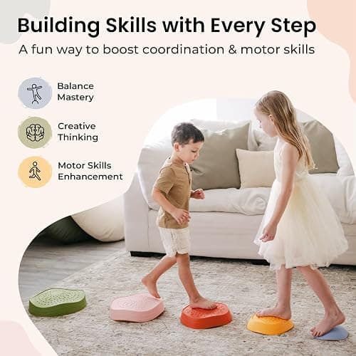 Tiny Land Stepping Stones for Kids, 5pcs Non-Slip Toddler Stepping Stones, Sensory Stepping Stones for Promoting Toddler's Balance & Coordination Skills, Stepping Stones for Toddlers 3-5 thumbnail 5