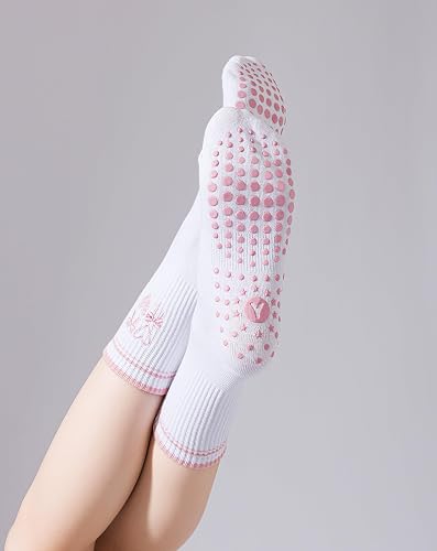 Yawlsow Pilates Grip Socks for Women Yoga Grippy Socks Cute Barre Non Skid Athletic Crew Sticky Sock Workout Hospital thumbnail 2