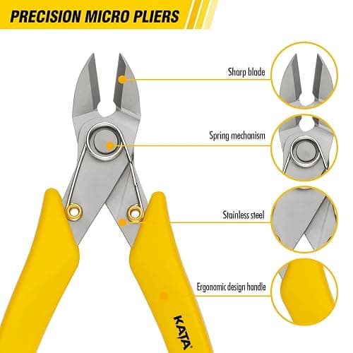 KATA 2Pack Micro Wire Cutters For Electronics Flush cutters, 6 Inch Precision Micro Cutters for Cut Precision Electronics, Jewelry, Soft Copper Wire, Cables thumbnail 4