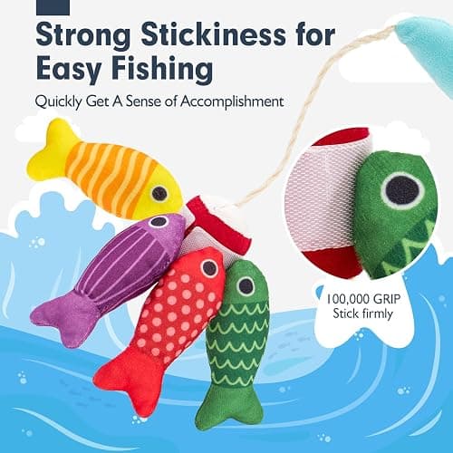 hahaland Montessori Toys for 1 Year Old Boy Girl Birthday Gift - 10 in 1 Cloth Fishing Game Easter Basket Stuffers for Toddler Toys 1-3 with Stacking Cups - Number Counting, Color Sorting Learning thumbnail 4