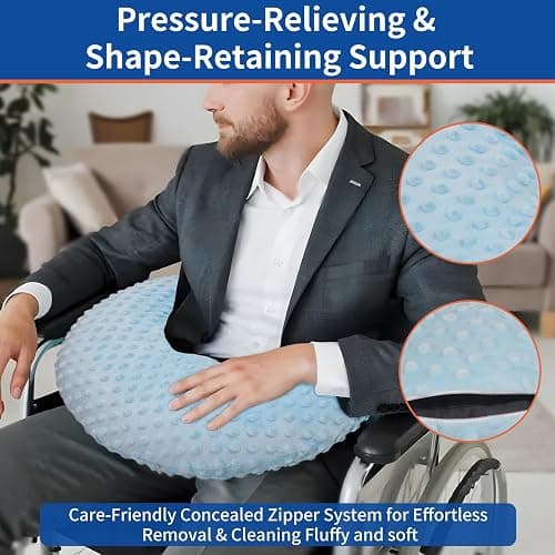 Wheelchair Pillow with Anti - Tilt and Anti - Sideways Support，Adjustable Buckles,Removable Washable Cover, for Elderly & Disabled Adults thumbnail 5