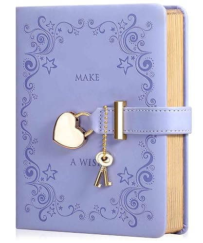 CAGIE Girls and Boys Diary with Lock and 2 Keys Heart-Shaped Locking Diary Journal for Women Purple Secret Locked Diary Notebook for Kids, 5.3 x 7 Inch, Gold Gilded Edges - Image 1