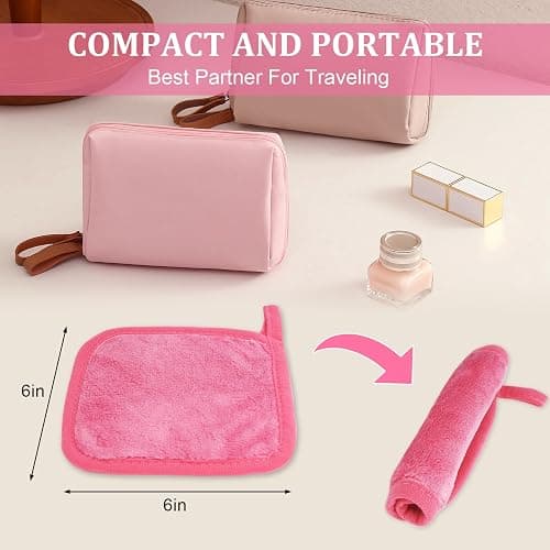Puomue Makeup Remover Cloth 12 Pack, Ultra Soft and Reusable Microfiber Makeup Remover Towels for All Skin Types, Perfect Face Towels for Women, 6 Inch X 6 Inch, Multicolor thumbnail 2