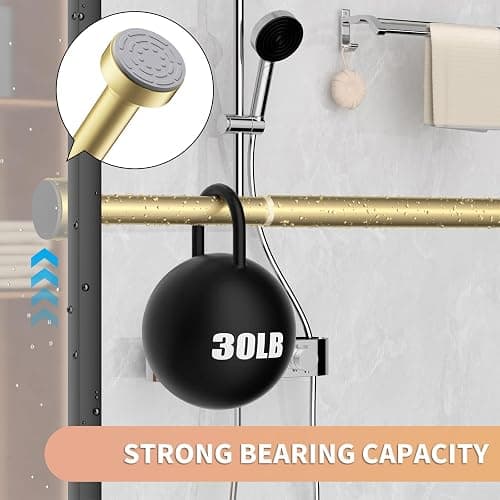 Emlaoe Gold Shower Curtain Rod 34-66 Inches(2.8-5.5ft) Never Rust Adjustable Shower Rod Spring Tension Non Slip No Drilling Shower Rods for Bathroom Garland Window thumbnail 7