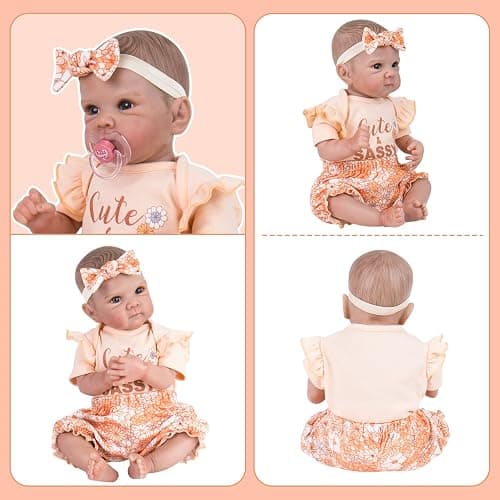 Aori Lifelike Baby Dolls Clothes 20 Inch Pink Shirt and Floral Pants Set for 17-20 in Realistic Reborn Girl Doll thumbnail 4