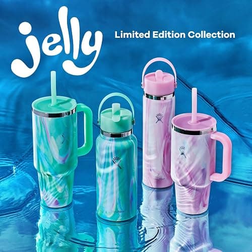 Hydro Flask Water Bottle - Insulated Stainless Steel - Wide Mouth Flex Straw Lid, Non Spill, Leakproof and Refillable in 32 Oz Jelly Green thumbnail 4
